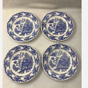 Vintage Royal China Blue Willow Bread & Butter Plate Set 6" 1952 Made in USA